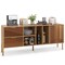 Natural Wood & Mirrored Buffet Cabinet with 2 Drawers, 1 Door, and 4 Open Compartments